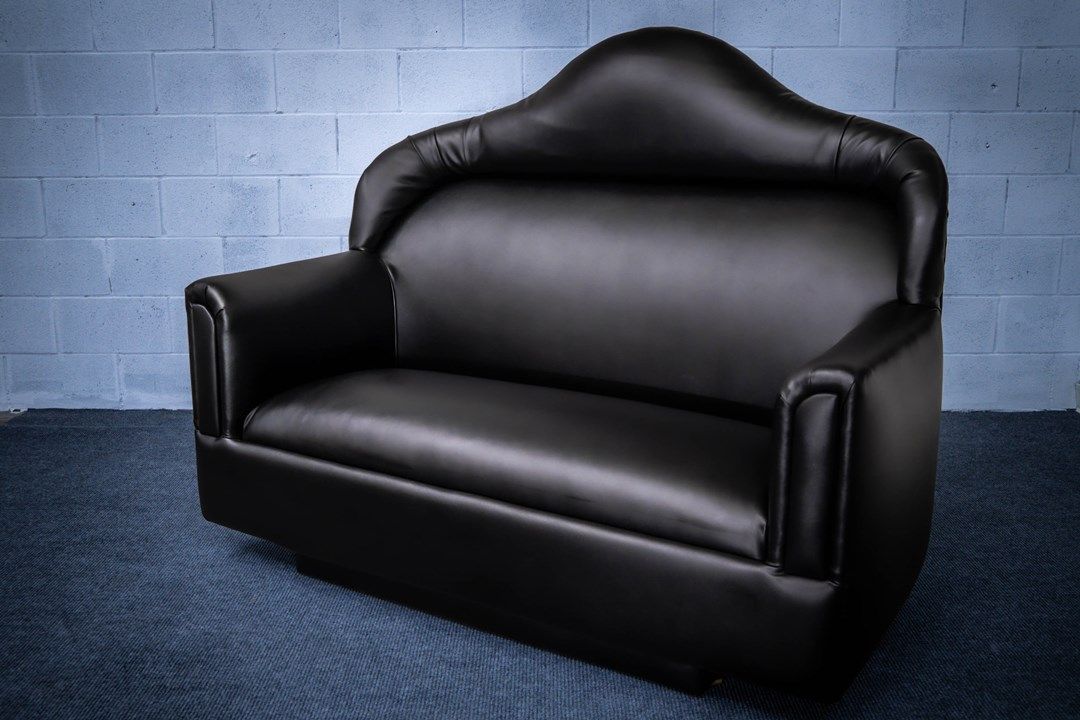 love seat black vinyl front view