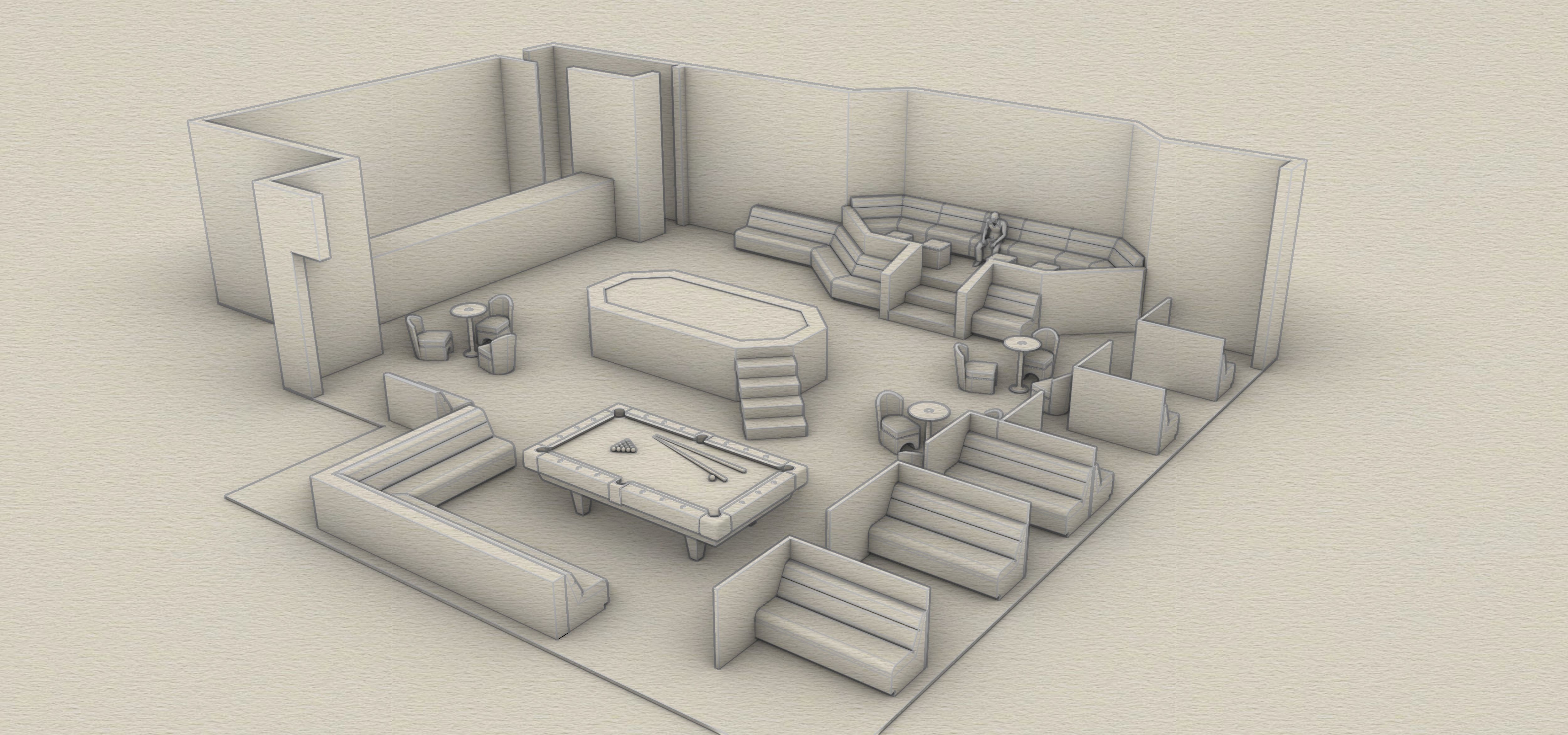 custom design nightclub furniture rendering service